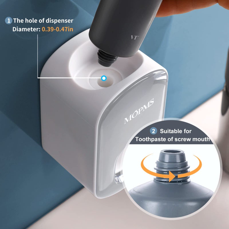 MOPMS Toothpaste Dispenser Wall Mounted for Bathroom Automatic Toothpaste Squeezer for Kids and Adult (Grey-1Pcs) - Image 2